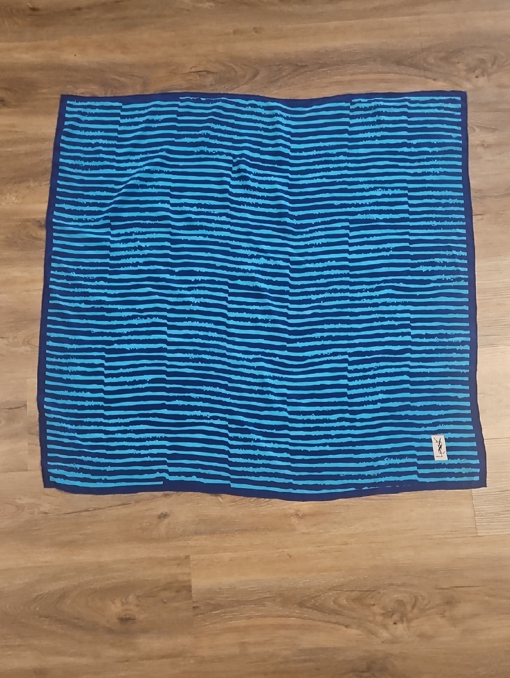 Yves Saint Laurent Vintage Blue Striped Silk Scarf